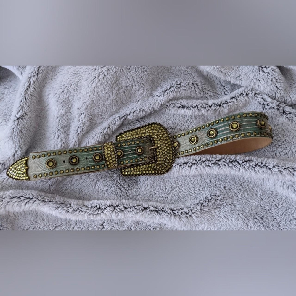 Green Leatherock studded belt